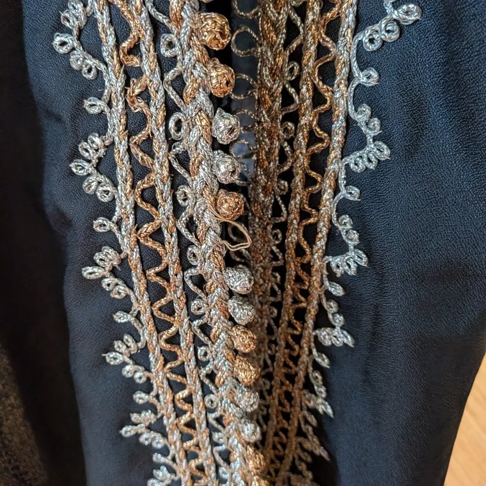 Stunning Elegant Egyptian Dress/ Coat with Ornate Gold & Silver Embellishment - Picture 9 of 9